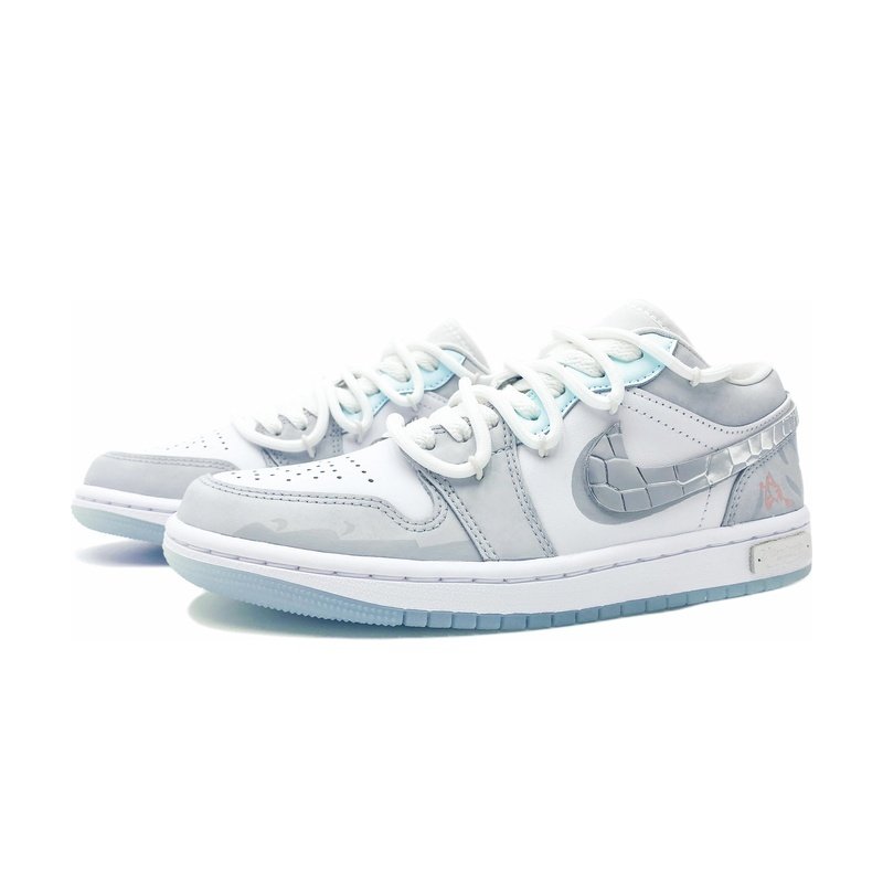 Custom Jordans Shoes Glacier Snake White Grey - Image 3