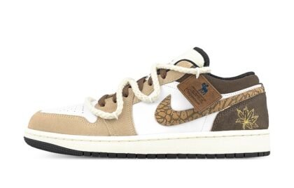 Custom Jordans Shoes Golden Maple Leaf White Brown