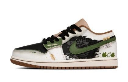 Custom Jordans Shoes Graffiti Splashing Black Green