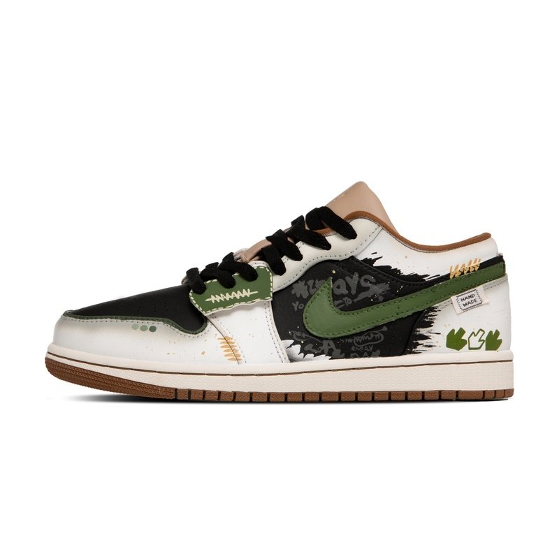 Custom Jordans Shoes Graffiti Splashing Black Green