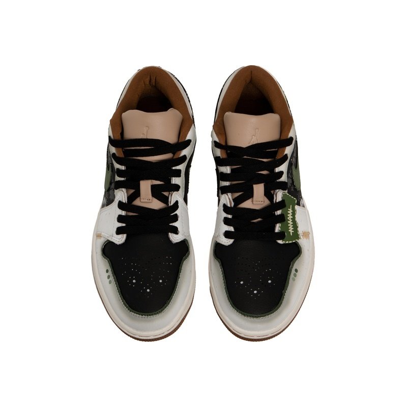 Custom Jordans Shoes Graffiti Splashing Black Green - Image 4