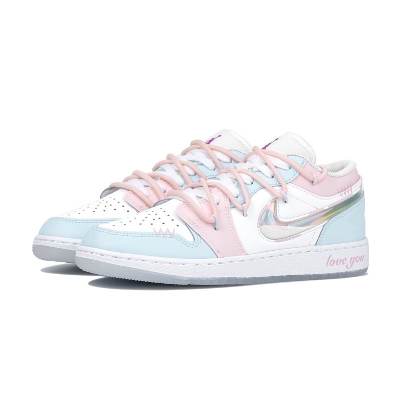 Custom Jordans Shoes Love You Blue Pink - Image 3