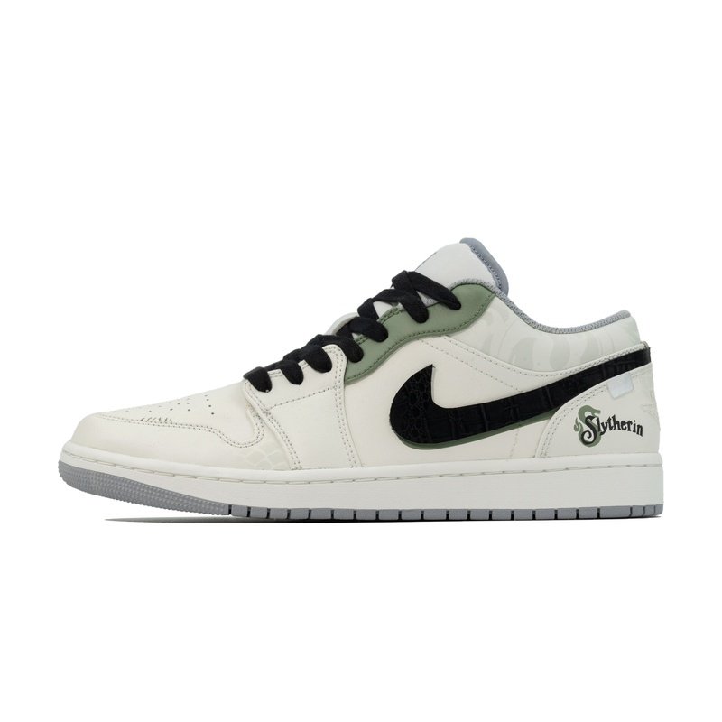 Custom Jordans Shoes Salazar Slytherin Gray Black