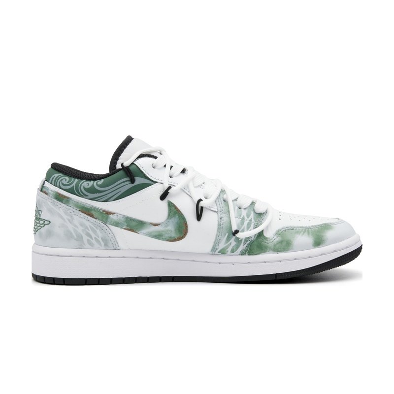 Custom Jordans Shoes Snake Jade Stone White Green - Image 2
