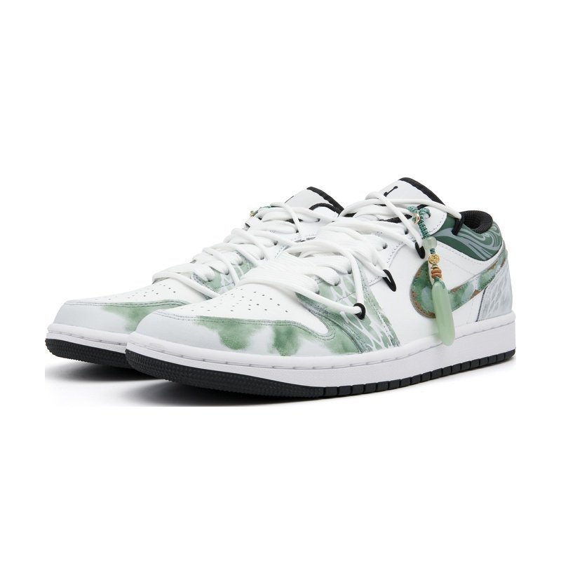 Custom Jordans Shoes Snake Jade Stone White Green - Image 3