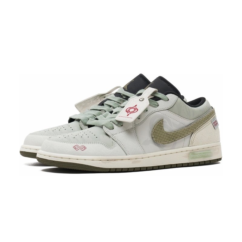 Custom Jordans Shoes Snake Rebirth Ivory Olive - Image 3