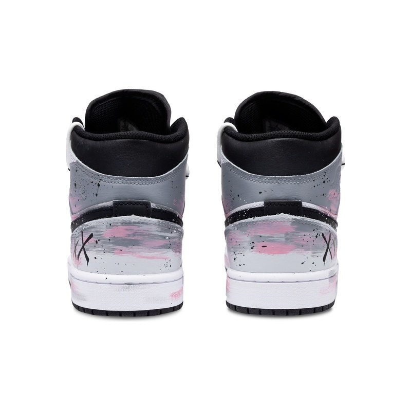 Custom Jordans Shoes Street Ghost Black Pink White - Image 4