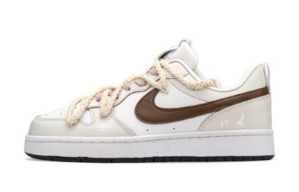 Custom Court Shoes Cream Chocolate Brown White